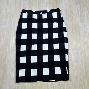 Banana Republic Black & White Plaid Gingham Pencil Office Workwear Skirt 4